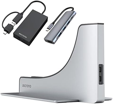 אסקרונו עגינה אנכית תחנת עגינה מרכזית | תצוגה כפולה תואמת ל- Apple MacBook Pro 13 אינץ 'M1 ו- M2 | כולל מתאם